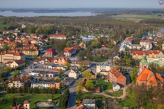 Wegorzewo, panorama na centrum miasta od strony N. EU, Pl, Warm-Maz. Lotnicze.